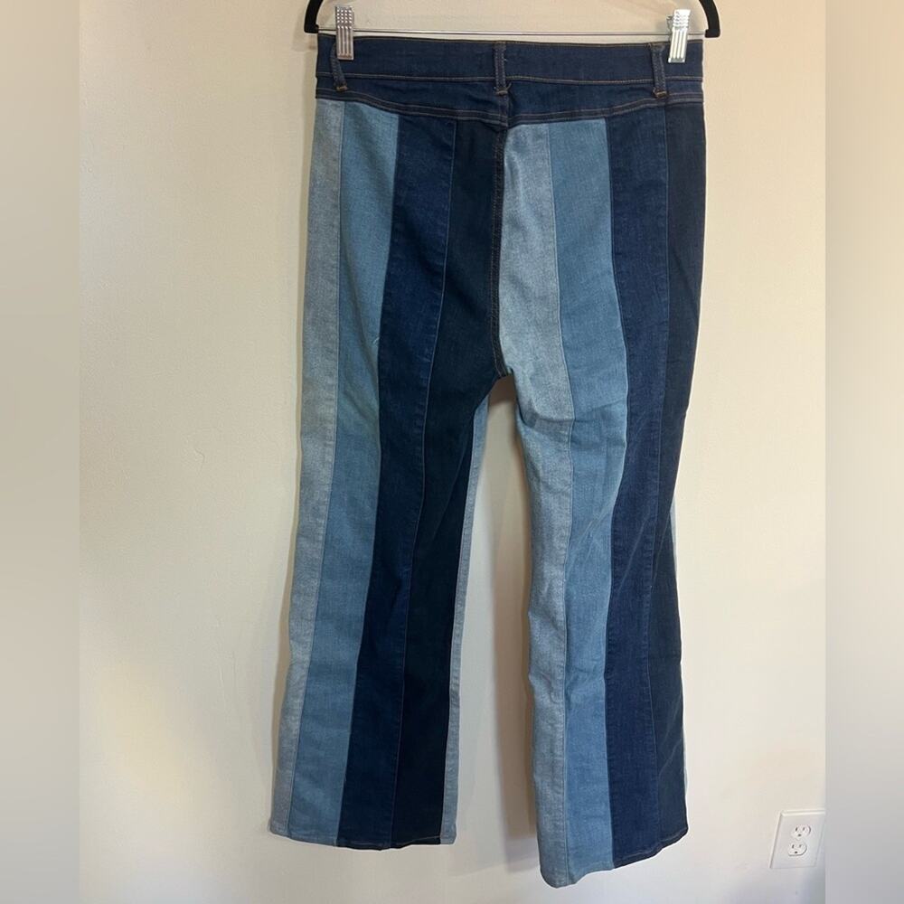 Scully Patchwork Striped Flared Jeans Woman Size 12 - Picture 6 of 8